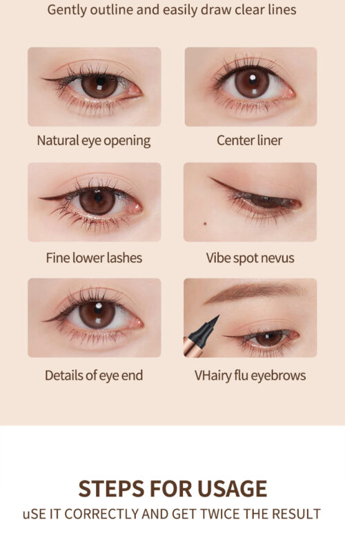 OCHEAL Double Head Eyeliner Jet Black for Women Waterproof Quick Dry - Image 3