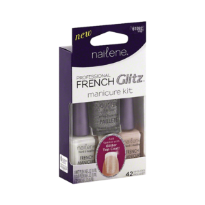 Nailene French Glitz Manicure Kit Glitter Top Coat With 42 Tip Guide