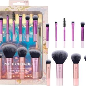 Real Technique Travel Fanstasy Mini Brush Kit, Makeup Brushes, Mini Sized Brushes, Perfect For Travel or On The Go, 10 Piece Set, Purple