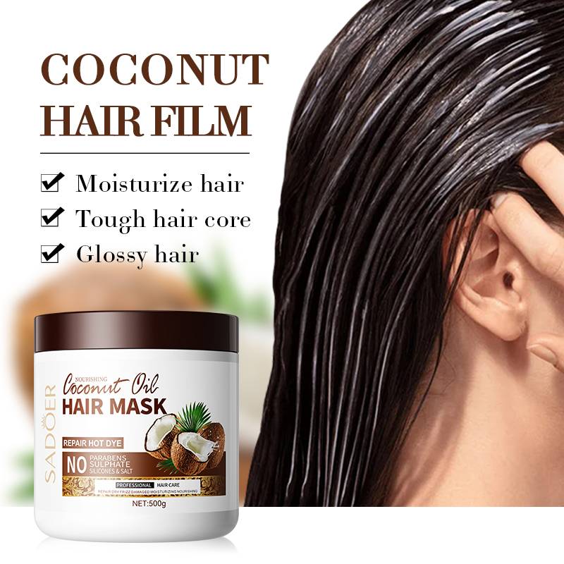 SADOER Coconut Oil Hair Mask - Repair & Frizz Control for Dry/Damaged Hair - 500g - Image 3