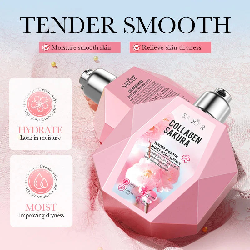 Sadoer Collagen Sakura Moisturizing Whitening Brighten Body Lotion - Image 3