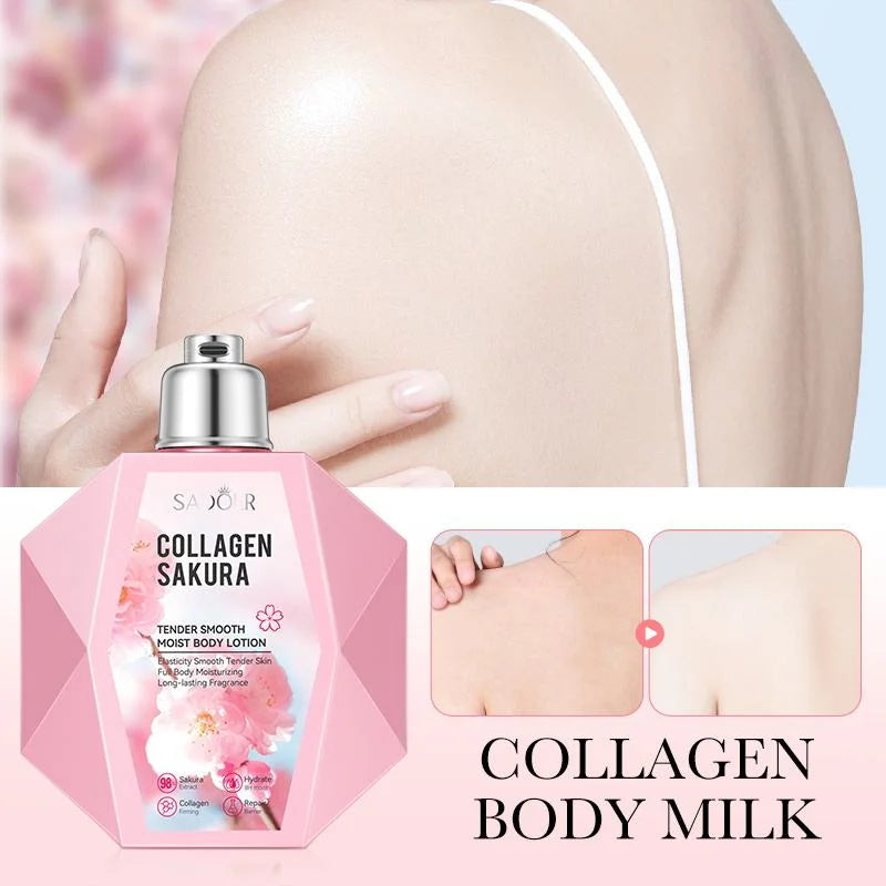 Sadoer Collagen Sakura Moisturizing Whitening Brighten Body Lotion - Image 2