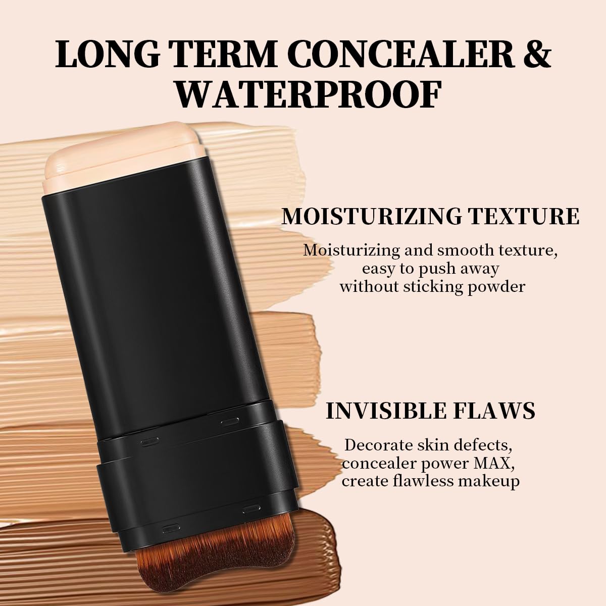 Rave Lady 2-in-1 Concealer Foundation Stick with Brush, Full Coverage - Image 4